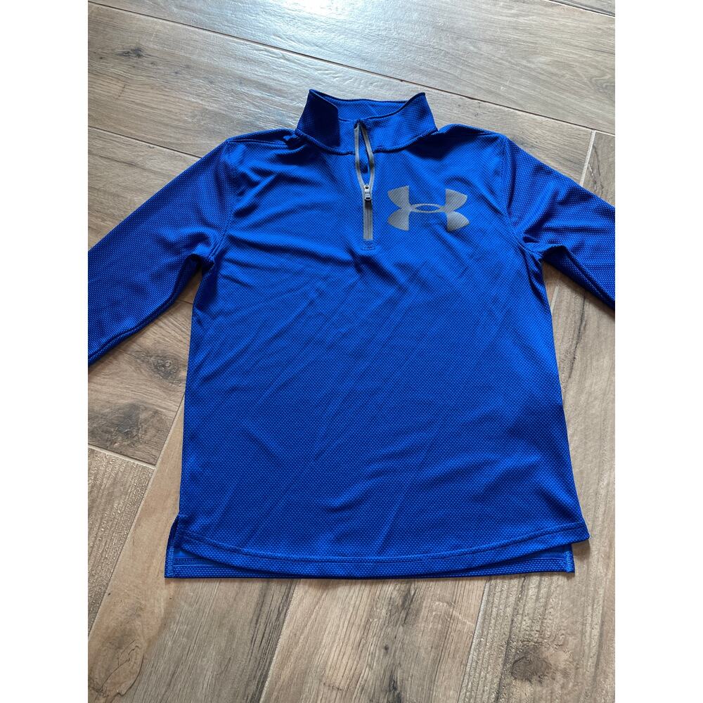 Under Armour Pullover Boys Size Large Blue 1/4 Zip Athletic Loose Fit